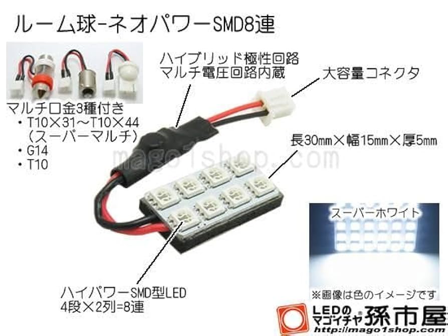 Amazon | 孫市屋(マゴイチヤ) ルーム球-ネオパワーSMD8連-白